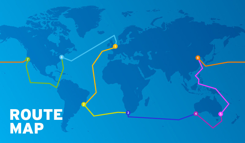 Clipper Round the World Yacht Race route map