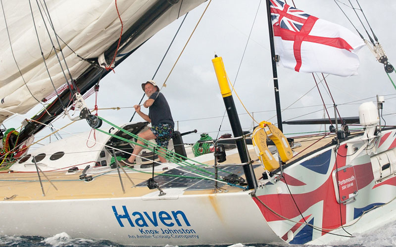 Sir Robin Knox-Johnston finished third in the Route du Rhum race